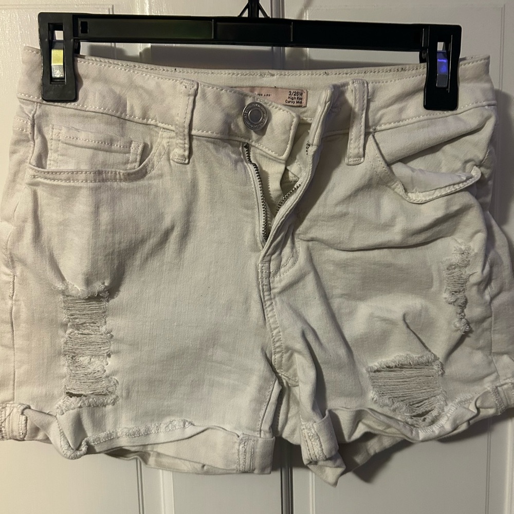 SO White Distressed Jean Shorts